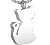 GGYTMQL Keepsake Urns for Ashes Cat Design Memorial Grey Souvenir Pendant Necklace Pet Funeral Jewelry with Shiny Polish