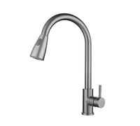 GGYTMQL Kitchen Faucet Pull Out Brushed Nickle Sensor Stainless Steel Black Smart Induction Mixed Tap Touch Control Sink Tap(Matte Black,Smart Touch)