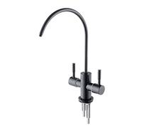 GGYTMQL Kitchen Faucet Water Filter Swivel Single Cold Water Stainless Steel Single Hole Dual Outlet Water Purifier Faucets-Grey(White)
