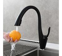GGYTMQL Kitchen Faucet with Pull Down Sprayer Brass Swivel Hot and Cold Water Sink Tap-Black(Black)