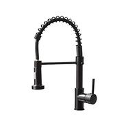 GGYTMQL Kitchen Faucets Brush Brass Faucets for Kitchen Sink Single Lever Pull Out Spring Spout Mixers Tap Hot Cold Water Crane(Brushed Nickel)