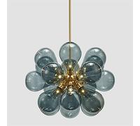 GGYTMQL Kitchen Luxury Chandelier Light Living Room Loft Iron Art Decor Indoor Illuminate Glass Decorative Led Lights(Blue)