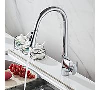GGYTMQL Kitchen Sink Faucet for Bar Farmhouse Commercial, Kitchen Swivel Romovable Black Pull Out Down Water Saver Mixer Tap, Faucets Water Tap(Black-Chrome)