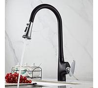 GGYTMQL Kitchen Sink Faucet for Bar Farmhouse Commercial, Kitchen Swivel Romovable Black Pull Out Down Water Saver Mixer Tap, Faucets Water Tap(Black-Chrome)