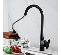 GGYTMQL Kitchen Sink Faucet for Bar Farmhouse Commercial, Kitchen Swivel Romovable Black Pull Out Down Water Saver Mixer Tap, Faucets Water Tap(Black-Chrome)