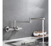 GGYTMQL Kitchen Sink Faucet for Bar Farmhouse Commercial, Pot Filler Tap, Wall Mounted Foldable Nickel Kitchen Hot and Cold Sink Tap, Rotate Folding Spout Stainless Steel Faucet(1)