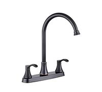 GGYTMQL Kitchen Sink Faucet Stainless Steel Wash Basin Mixer Taps Dual Handle Swivel Kitchen Faucet with Hot and Cold Water Deck Mounted Dishwashing Sink Taps,Oil Rubbed Bronze