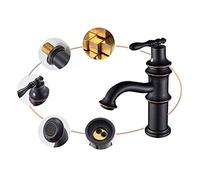 GGYTMQL Kitchen Sink Mixer Tap,Mixer Tap, European Vintage Lavatory Sink Hot Cold Water Tap Full Copper Kitchen Fuller Faucet Retro Vanity Counter Basin Mixer Tap, Deck Mounted Brass Bathr