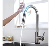 GGYTMQL Kitchen Smart Touch Faucets, Sensor Kitchen Water Tap Sink Mixer Rotate Touch Faucet Sensor Water Mixer,Black(Brushed Nickel)