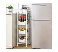 GGYTMQL Kitchen Storage Cabinets Kitchen Storage Cart Wrought Iron Narrow Slot Rack with Wheel Floor Narrow Slot Rack Household Corner Drawer Storage Rack Kitchen Storage Kitchen Shelves (Color :
