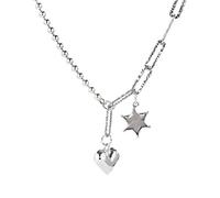 GGYTMQL Korean Style Hexagonal Star Necklace Female Heavy Work Old Thai Love Hip-Hop Style Collarbone Thai, 46+5cm
