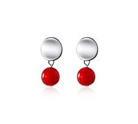 GGYTMQL Ladies 925 Short Pendant Earrings Red Round Earrings Ladies Fashion Elegant Party Banquet Earrings Jewelry High-end earrings