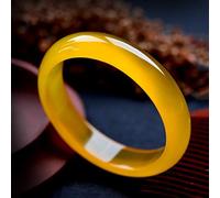 GGYTMQL Ladies Bangles, Chinese Natural Yellow Agate Jade Bangle Bracelet for Women, Handcrafted Girls' Jewelry with Box,60-62mm