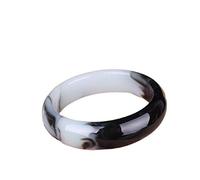 GGYTMQL Ladies Bangles, Elegant Women's Classcial Jade Bangle Bracelet, Natural Black White Hand Jade Chain Bracelets, Handcrafted Girls' Jewelry with Box, 56-64mm,56mm
