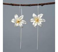 GGYTMQL ladies earrings,Chinese Eardrop Lily Flower Earrings Sterling S925 Natural Design Women Earrings