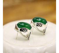GGYTMQL ladies earrings,Eardrop Earrings For Women Fashion Delicate Jewelry S925 Fine Setting Green Chalcedony Female Earrings, 925