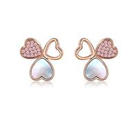 GGYTMQL ladies heart-shaped white shell pink zircon flower romantic shiny simple high-end earrings