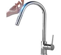 GGYTMQL Lamp Pull Out Black Sensor Kitchen Faucets Stainless Steel Smart Induction Mixed Tap Touch Control Sink Tap (Color : Black2) chandelier
