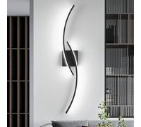 GGYTMQL Led Wall Light, Indoor Silver Wall Lighting fixtures, Modern Curved Light Bar LED Wall Lamp, LED Wall Lights Indoor for Living Room Hallway Bedroom Vanity Mirror - 80cm 24W(Cool White Light).