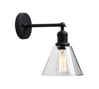 GGYTMQL Lighting Industrial Loft Bar Brushed Sconce Wall Lights Fittings, Vintage Wall Lamp with with Tapered Clear Glass Shade for Kitchen Island Bedroom Cafe Corridor Restaurant (Brushed)