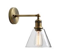 GGYTMQL Lighting Industrial Loft Bar Sconce Wall Lights Fittings, Vintage Black Wall Lamp with with Tapered Clear Glass Shade for Kitchen Island Bedroom Cafe Corridor Restaurant (Black)