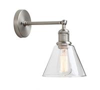 GGYTMQL Lighting Industrial Loft Bar Sconce Wall Lights Fittings, Vintage Black Wall Lamp with with Tapered Clear Glass Shade for Kitchen Island Bedroom Cafe Corridor Restaurant (Black)