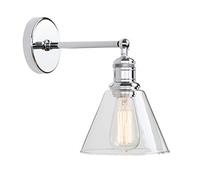 GGYTMQL Lighting Industrial Loft Bar Sconce Wall Lights Fittings, Vintage Black Wall Lamp with with Tapered Clear Glass Shade for Kitchen Island Bedroom Cafe Corridor Restaurant (Black)