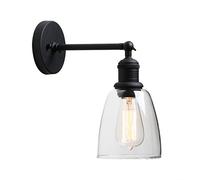 GGYTMQL Lighting Industrial Loft Bar Sconce Wall Lights Fittings, Vintage Wall Lamp with Bell Glass Shade for Kitchen Island Bedroom Cafe Corridor Restaurant (Black)