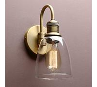 GGYTMQL Lighting Modern Vintage Industrial Bell Sconce Wall Light Fitting with 5.6” Clear Glass Lampshade, for Office Home Kitchen Living Room Bedroom Loft Bar (Black)