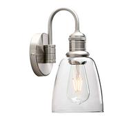 GGYTMQL Lighting Modern Vintage Industrial Bell Sconce Wall Light Fitting with 5.6” Clear Glass Lampshade, for Office Home Kitchen Living Room Bedroom Loft Bar (Black)