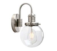 GGYTMQL Lighting Modern Vintage Industrial Globe Sconce Wall Light Fitting with 5.9” Clear Glass Lampshade, for Office Home Kitchen Living Room Bedroom Loft Bar (Black)