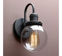 GGYTMQL Lighting Modern Vintage Industrial Globe Sconce Wall Light Fitting with 5.9” Clear Glass Lampshade, for Office Home Kitchen Living Room Bedroom Loft Bar (Black)