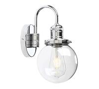GGYTMQL Lighting Modern Vintage Industrial Globe Sconce Wall Light Fitting with 5.9” Clear Glass Lampshade, for Office Home Kitchen Living Room Bedroom Loft Bar (Black)