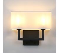 GGYTMQL Lighting Vintage Modern Linen Lampshade 2 Heads Wall Light Fittings, Beside LED Wall Lamp with 2-Wall Switched for Living Room Bedrooms Hotel E27 Screw (Antique)