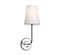 GGYTMQL Lighting Vintage Modern White Fabric Shade Wall Lamps, Beside Wall Sconces Lights for Living Room, Bedroom, Hallway E14 Screw (Chrome)