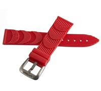 GGYTMQL Locman Men's 24mm Red Rubber Watch Band Strap with Silver Buckle