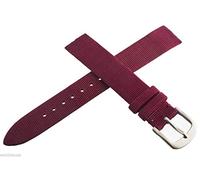 GGYTMQL Locman Women's 16mm Burgundy Satin Leather Watch Band Strap with Silver Buckle