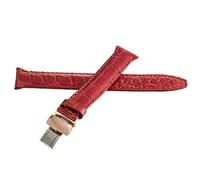 GGYTMQL Locman Women's 17mm Red Leather Watch Band Strap with Rose Gold Buckle