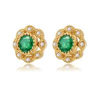 GGYTMQL Luxury Design Flower Shaped Silver 925 Jewelry Gemstones Earrings For Women Emerald Ear Studs Anniversary