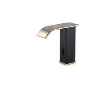 GGYTMQL Luxury Matte Black Sensor Bathroom Faucet Cold and Hot Deck Mounted Tap Short and Tall Sink Mixer (Color : Gold Short)