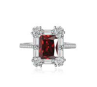 GGYTMQL Luxury Square Halo Engagement Rings Premium Cubic Zirconia Promise Eternity Ring for Women Wedding Bands Emerald Cut Ruby Topaz Simulated Diamond CZ Anniversary Open Adjustable Ring(Green)