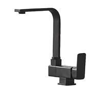 GGYTMQL Matte Black Copper Kitchen Sink Single Handle Hot and Cold Water Mixer Tap, 360°Rotation 90° Flip Folding Kitchen Inner Opening Window Low Faucet