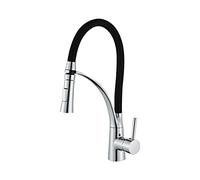 GGYTMQL Matte Black Kitchen Faucet Pull Out Kitchen Sink Water Taps Single Handle Mixer Tap 360 Rotation Cranes Deck Mounted 6077(Gold)
