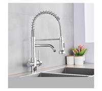 GGYTMQL Matte Black Kitchen Filtered Faucet Water Tap Purifier Faucet Dual Sprayer Drinking Water Tap 360 Rotation Purification Mixer(Type B-Chrome)