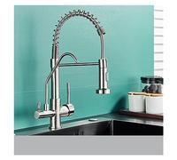 GGYTMQL Matte Black Kitchen Filtered Faucet Water Tap Purifier Faucet Dual Sprayer Drinking Water Tap 360 Rotation Purification Mixer(Type B-Chrome)