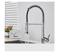 GGYTMQL Matte Black Kitchen Sink Faucet Pull Down Kitchen Faucet Single Handle Mixer Tap 360 Rotation Torneira Cozinha Mixer Tap(Chrome)