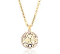 GGYTMQL Medallion Pendant Necklace Evil Eye Coin Pendant Turuqoise Moon and Star Charm Minimalist Jewelry for Women