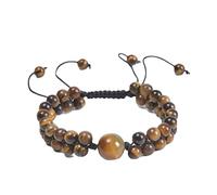 GGYTMQL Mens Bracelets Beads, 6mm Double Layer Stone Braided Bracelet Men Adjustable Bracelet 21CM