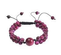 GGYTMQL Mens Bracelets Beads, 6mm Double Layer Stone Braided Bracelet Men Adjustable Bracelet 21CM