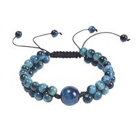 GGYTMQL Mens Bracelets Beads, 6mm Double Layer Stone Braided Bracelet Men Adjustable Bracelet 21CM